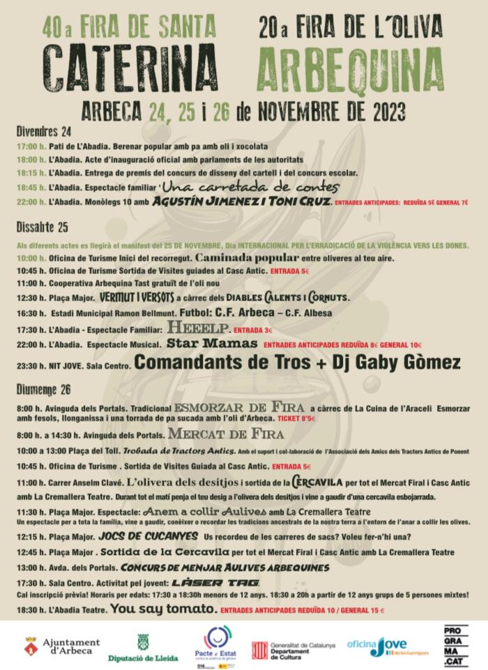 Programa d'actes de la Fira de Santa Caterina